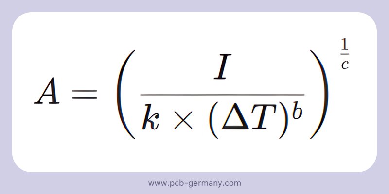 Die Formel für den Querschnitt (A) wurde aus der IPC-2221-Formel abgeleitet.