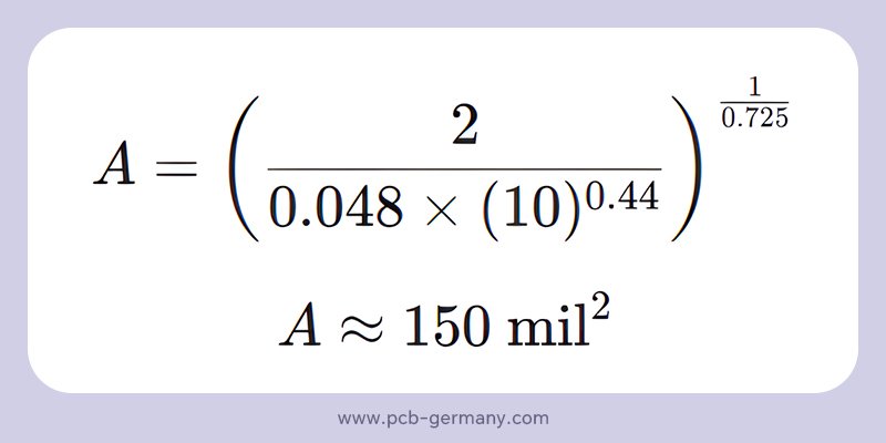 Die Querschnittsfläche ergibt sich aus der IPC-2221-Formel.