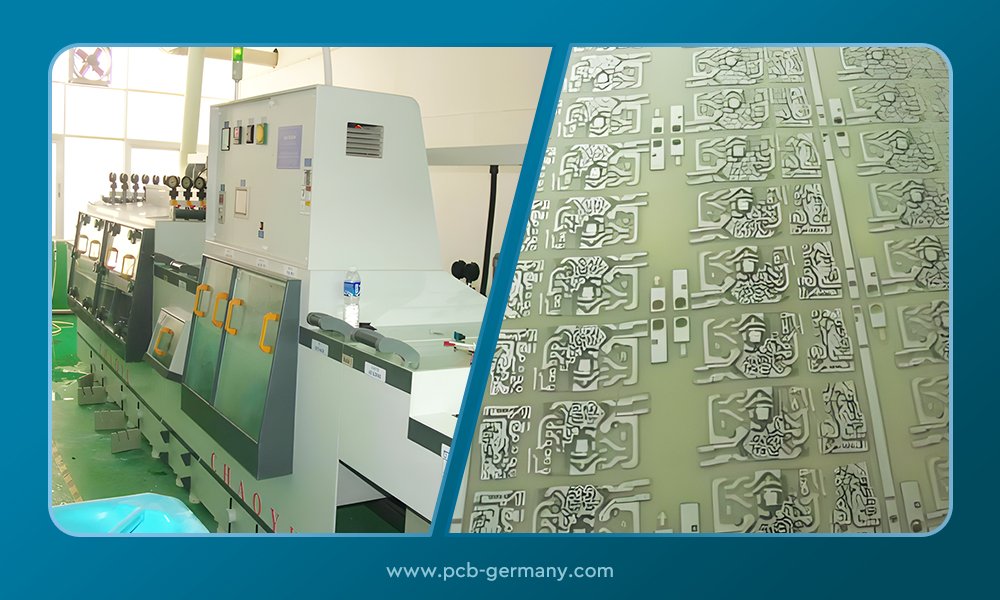Leiterplatten-Ätzmaschine und fertige Leiterplatte